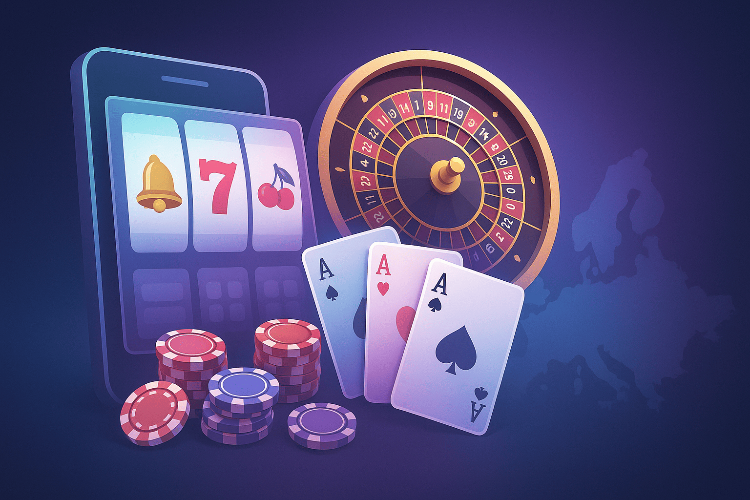 Collage af online casino spil uden ROFUS
